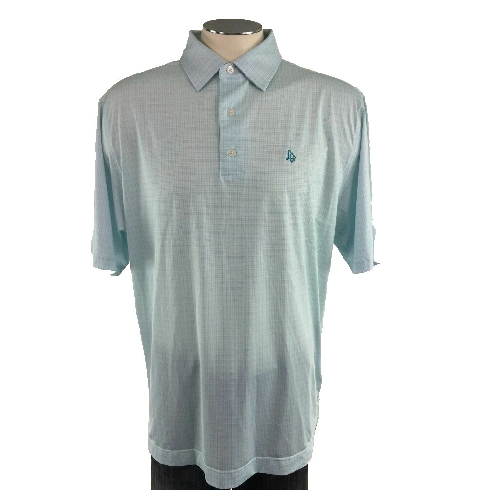 FootJoy Polo Shirt L Blue Green Plaid LCC Lancaster Country Club Golf Mens